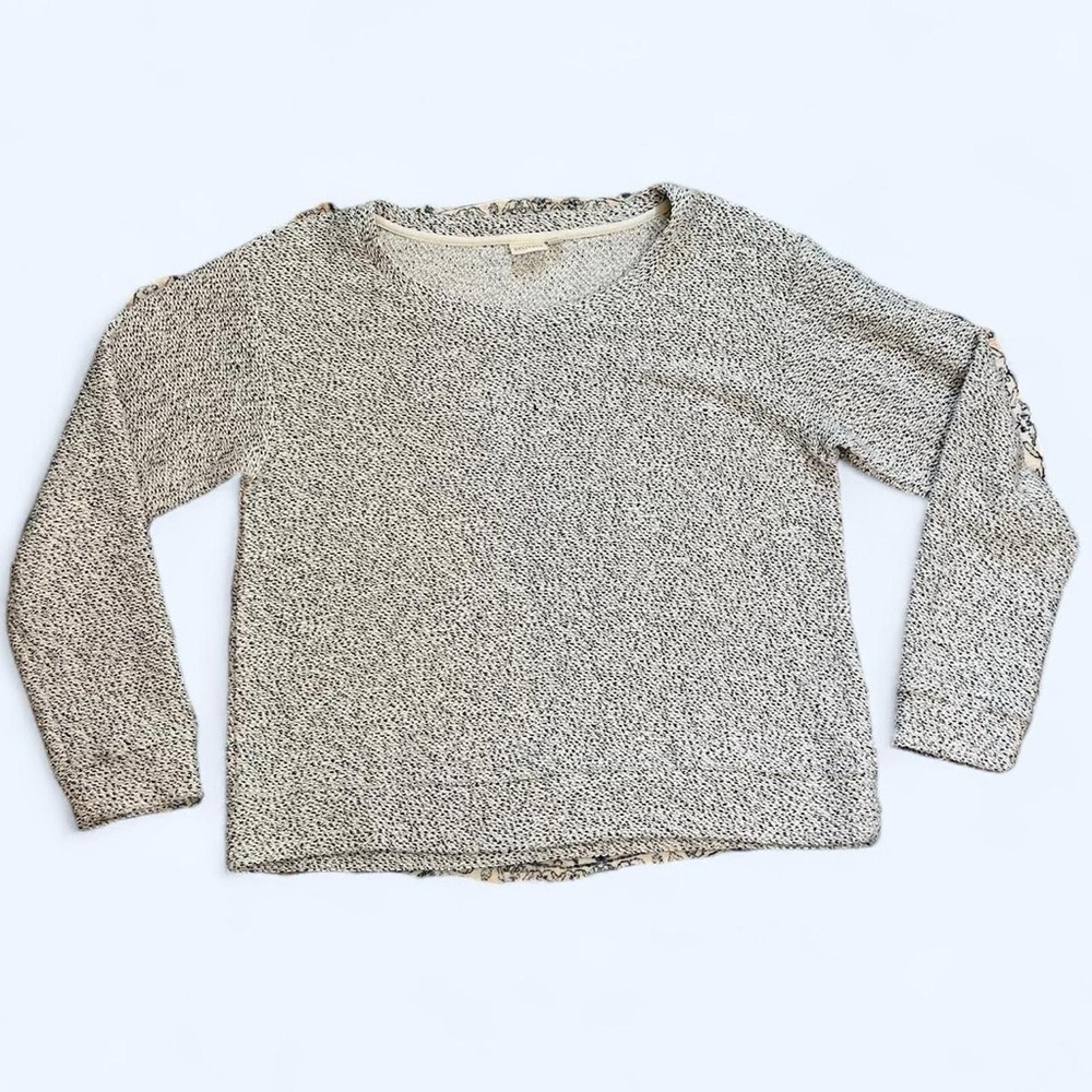 Ace Delivery Nordstrom Medium Black White Knit Crew Neck Preppy Cotton Sweater